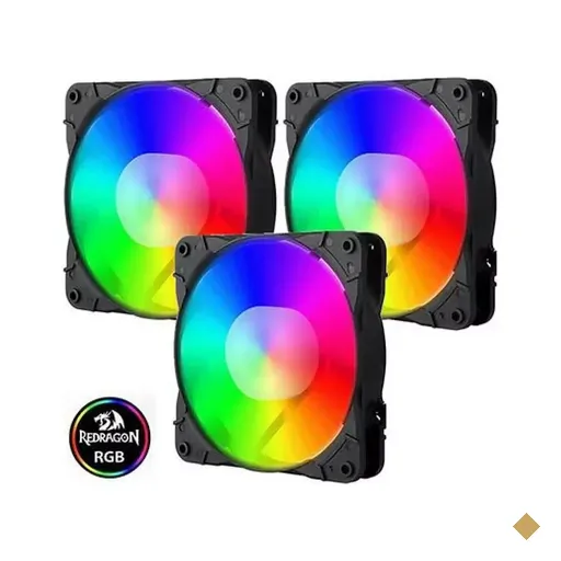 Kit Fan Cooler Redragon 120mm LED RGB com Controlador GC-F007 - c/ 3 fans