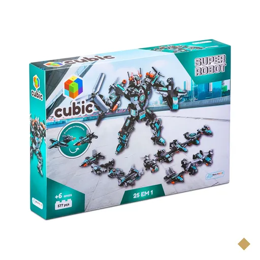 Blocos de Montar Cubic 25 em 1 Super Robot 577 Peças Multikids - BR1618