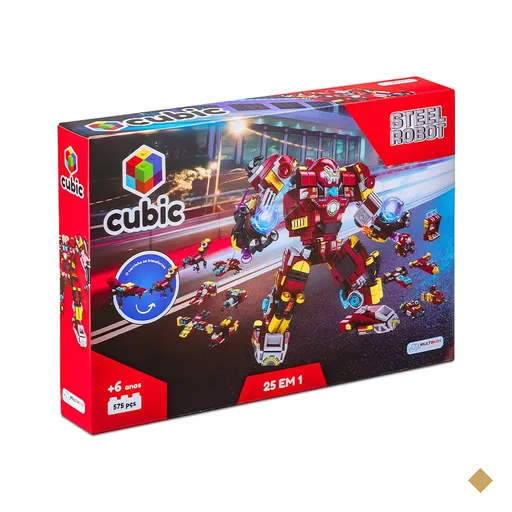 Blocos de Montar Cubic 25 em 1 Steel Robot 575 Peças Multikids - BR1617