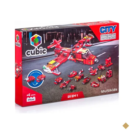 Blocos de Montar Cubic 25 em 1 Brigada de Incêndio 572 Peças Multikids -…