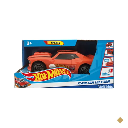 Hot Wheels Carro Flash Laranja com Luz e Som Multikids - BR1824
