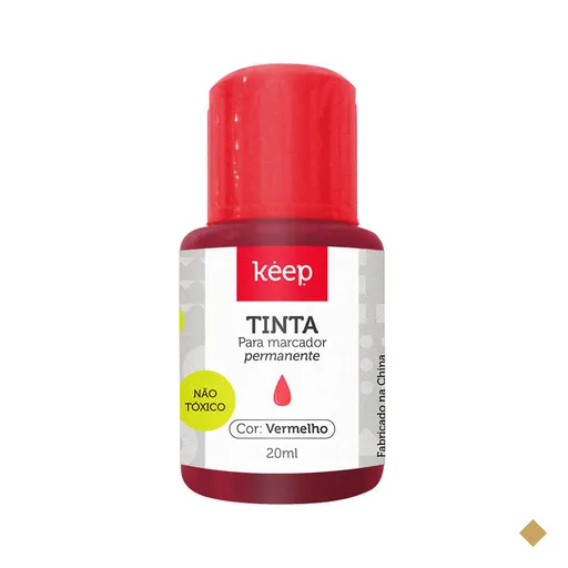 Tinta Reabastecedora p/ Marcador Permanente 18ml Vermelho Keep CX 12UN -…