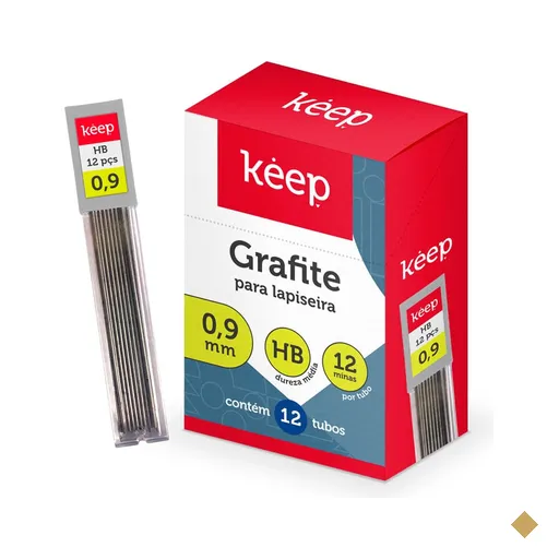 Tubo de Grafite HB 0,9mm Caixa c/ 12 Tubos Keep - EI122