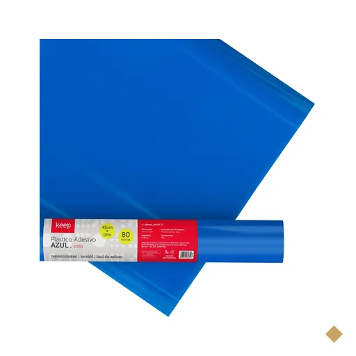 Plástico Adesivo Azul 0.08mm PVC 45cm x 10m Keep - EI160