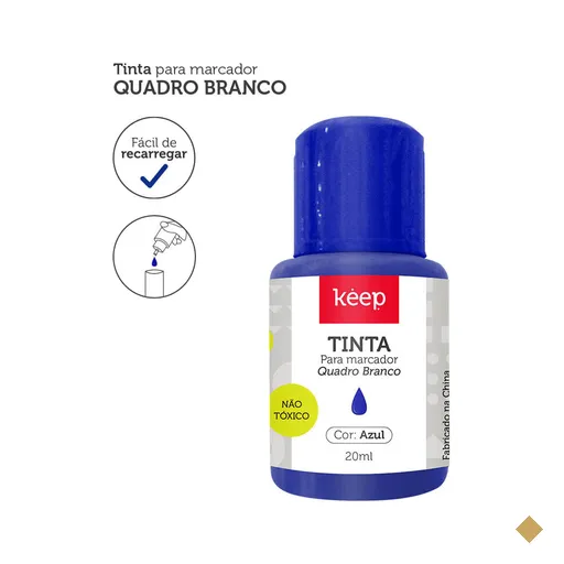 Tinta Refil Para Marcador De Quadro Branco 18ml Azul Caixa C/ 12 Unidades Keep…