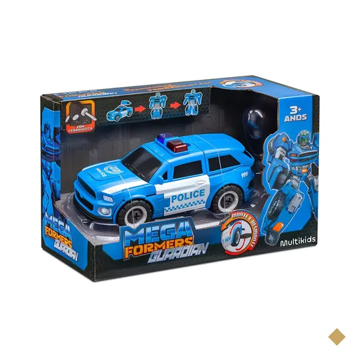 Carrinho Transformável Megaformers Guardian Polícia Azul com Ferramenta…