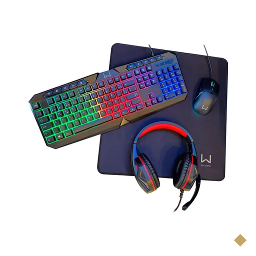 Kit Air Drop 4 Em 1: Teclado + Mouse + Headset e Mousepad Warrior - TC304