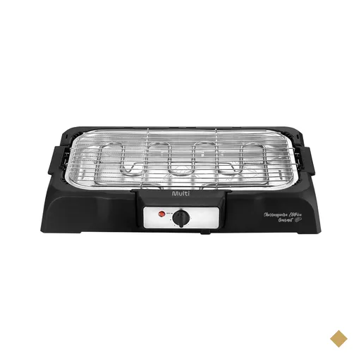 Churrasqueira Elétrica 2000W com Controle de Temperatura Preto com Inox Multi…