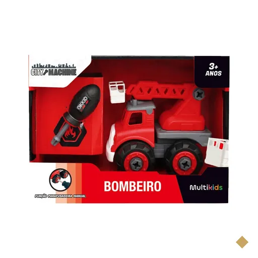Caminhão de Bombeiro 16 Peças City Machine Multikids - BR1867OUT [Reembalado]
