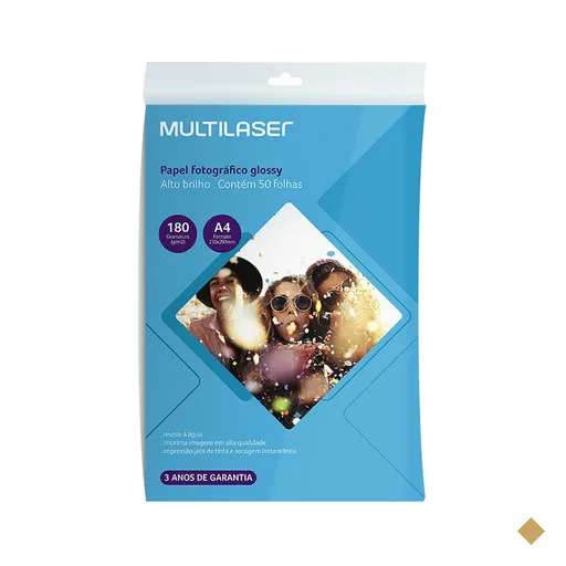 Papel Fotográfico Glossy A4 180g 50 Folhas - PE031OUT [Reembalado]