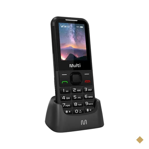 Celular Multi Vita 4G C/ Base Carregadora Dual Chip, Botão SOS, Câmera Preto…
