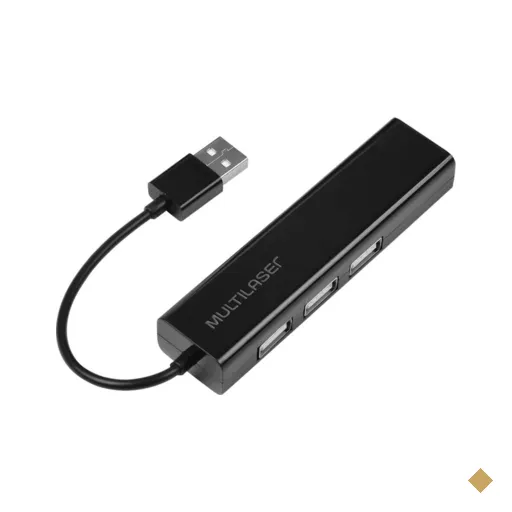 Conversor Ac, Hub Usb 2,0 3 Portas + Rj45 Fêmea Preto Multi - AC304OUT…
