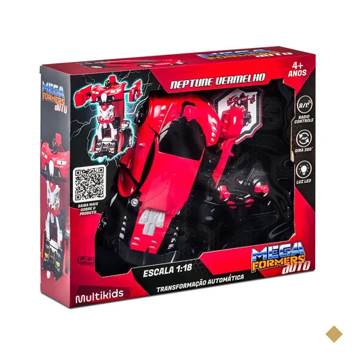 Carrinho Transformável Controle Remoto Megaformers Auto Neptune Vermelho…