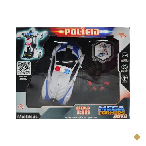 Carrinho Transformável Controle Remoto Megaformers Auto Police com Luz…