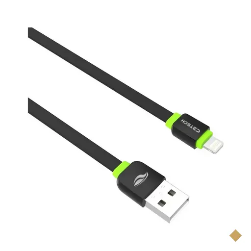 Cabo USB x Lightning para iPhone, 1 metro, Preto/Verde - C3Tech