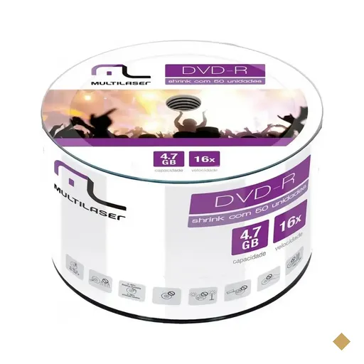 Mídia Multilaser 4.7Gb DVD-R 16X 120min 50 unidades