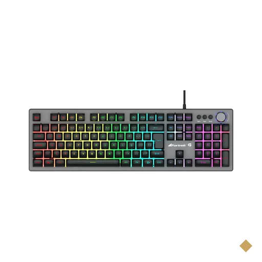 Teclado Fortrek Gamer Semi Mecânico HOLT LED RGB Rainbow USB Grafite