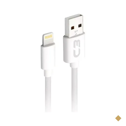 Cabo USB x Lightning para iPhone, 1 metro, Branco - C3Plus