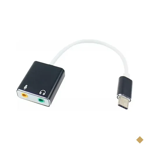 Cabo Conversor USB Tipo-C (M) x 2x P2 (F) Fone e Microfone 10cm - MD9