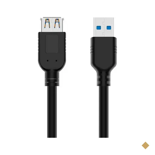 Cabo Extensor USB 3.0 Tipo-A (M) x USB Tipo-A (F) 3m Preto - Plus Cable