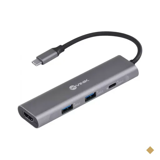 HUB USB Tipo-C Vinik HC-4 (4 EM 1) c/ 2 USB 3.0 + HDMI + USB Tipo-C Power…