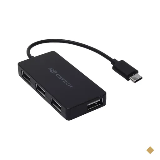 HUB C3Tech USB Tipo-C para 4 Portas USB 2.0 Preto