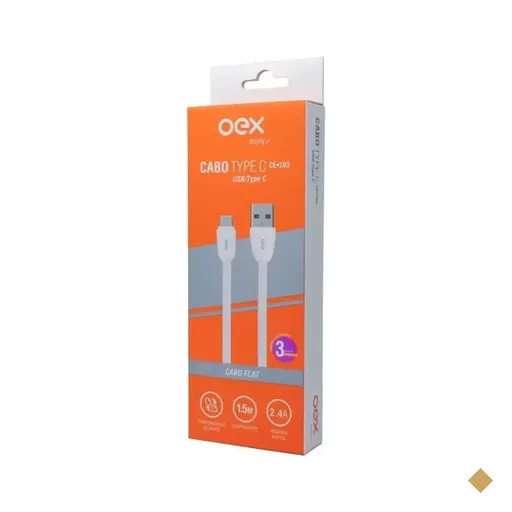 Cabo Conversor USB Tipo-C (M) x USB Tipo-A (M) 1,5m - OEX