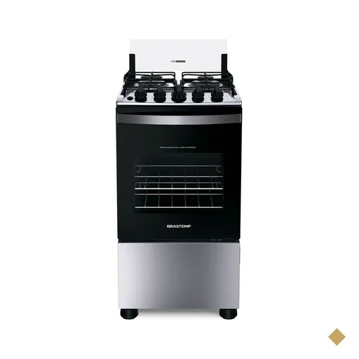 Fogão Brastemp 4 Bocas Inox com Duas Prateleiras com Alturas Ajustáveis -…