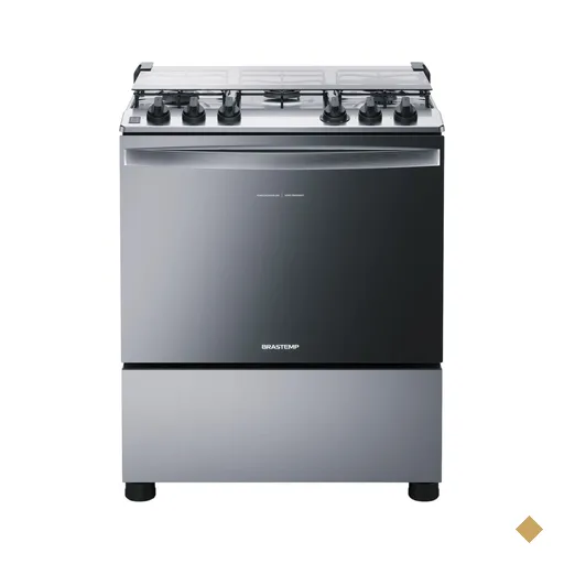 Fogão Brastemp 5 Bocas Cor Inox com Botões Removíveis e Exclusivo Aro…