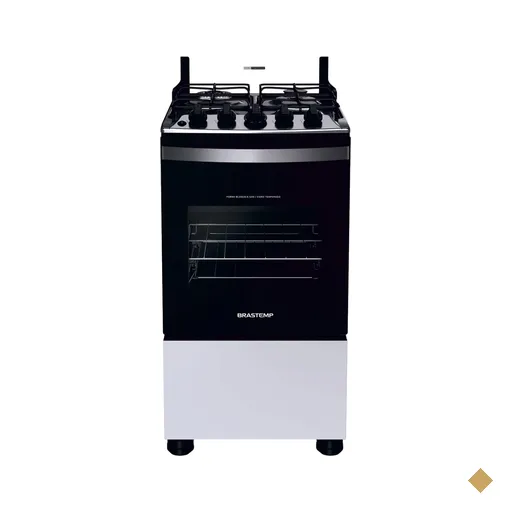 Fogão Brastemp 4 Bocas Branco com Dupla Chama e Grades Individuais - BFO4EBB