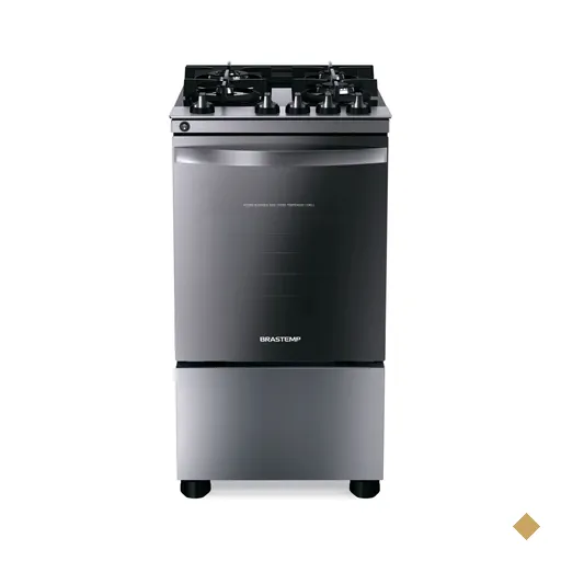 Fogão Brastemp 4 Bocas Inox com Mesa de Vidro, Dupla Chama e Grill Elétrico -…