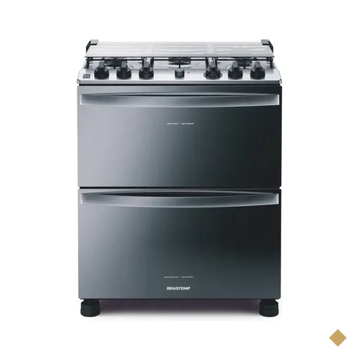 Fogão Brastemp 5 Bocas Duplo Forno Cor Inox Com Botões Removíveis e…