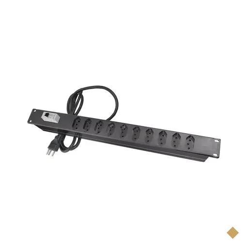 Régua de Tomada 10A Injetada P/ RACK 19″ 1U 10 Tomadas - Fibracem