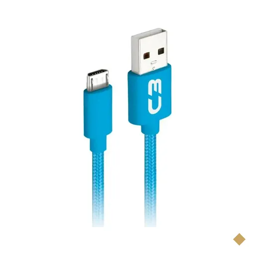 Cabo Conversor Micro USB (M) x USB Tipo-A (M) 1m Azul - C3Plus