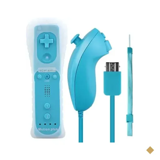 Controle Wii Remote Plus + Nunchuck Para Nintendo Wii E Nintendo Wii U Azul