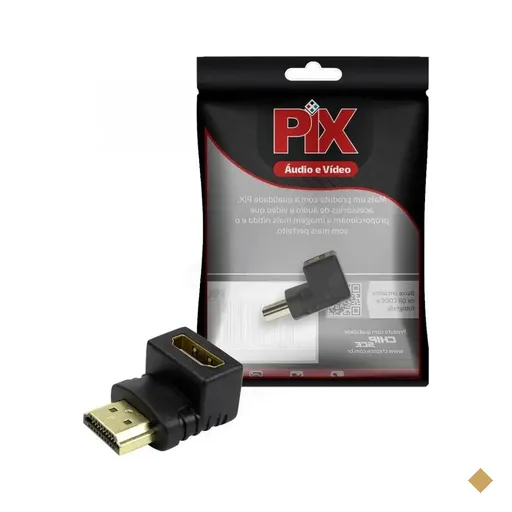 Adaptador HDMI (F) x HDMI (M) 90 Graus Preto