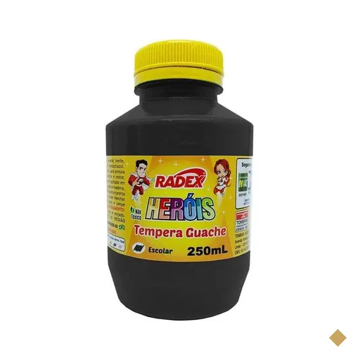 Tinta Guache, Preto 250ml, 2571, Radex - PO 1 UN