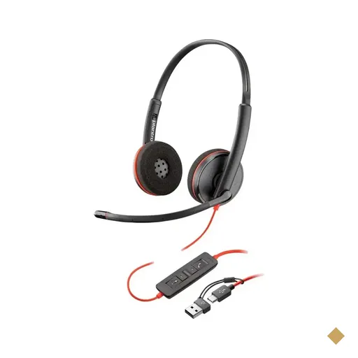 Headset Corporativo Poly (Plantronics) Blackwire C3220 Estéreo USB-C/USB-A…