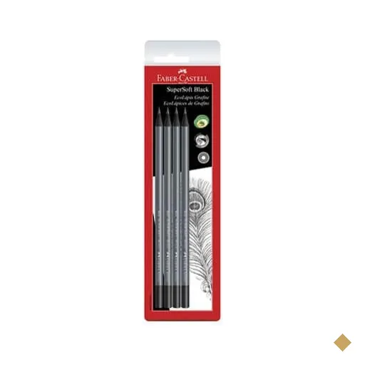Lápis Grafite Redondo EcoLápis SuperSoft Black Faber-Castell BT 4 UN