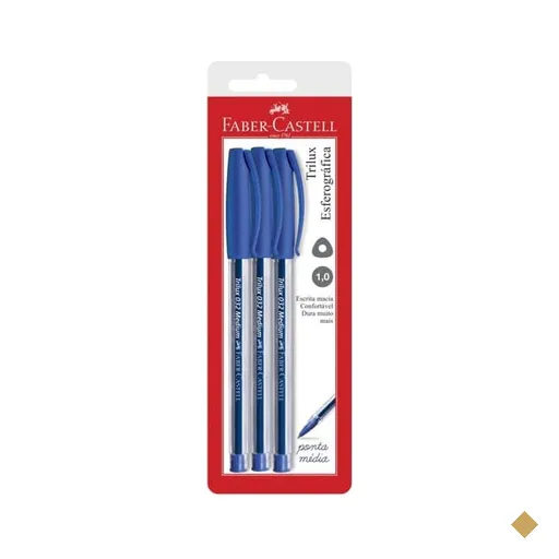 Caneta Esferográfica Trilux Azul 1.0mm Faber-Castell BT 3 UN