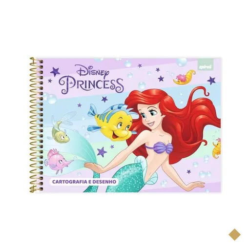 Caderno Cartografia e Desenho Capa Dura 48 Folhas, Princesas, 2643124, Spiral…