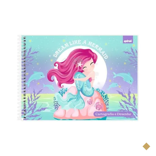Caderno Cartografia e Desenho Capa Dura 48 Folhas, Sereia, 2638762, Spiral Ten…