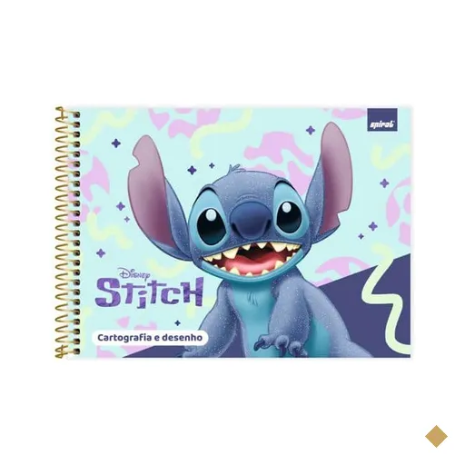 Caderno de cartografia e desenho, Capa Dura, 48 folhas, Stitch, 2640826, Spiral…