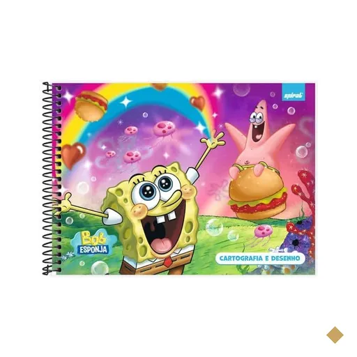 Caderno de Cartografia e Desenho Capa Dura 48 Folhas, Bob esponja, 2643087…