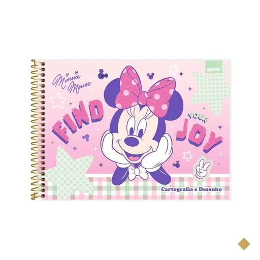 Caderno Cartografia e Desenho Capa Dura 48 Folhas, Minnie Clássica, 2645524…