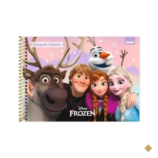 Caderno Cartografia e Desenho Capa Dura 48 Folhas, Frozen, 2645470, Spiral Frz…