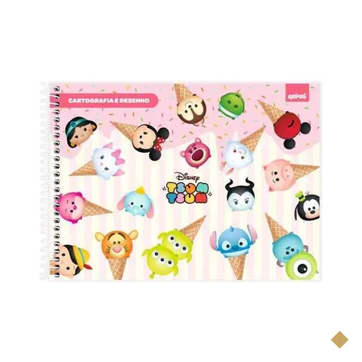 Caderno Cartografia e Desenho Capa Dura 48 Folhas, Disney Tsum Tsum, 2640833…
