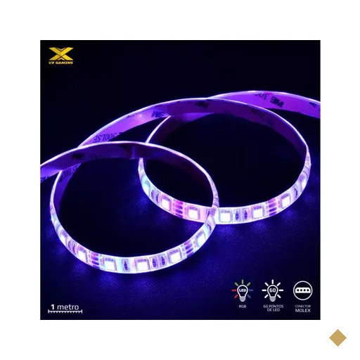 Fita de LED RGB VX Gaming Com Controlador, 1 Metro, Molex Plug - Vinik
