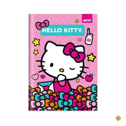 Caderno 1/4 , Capa dura, costurado, 80 folhas, Hello Kitty, 2641045, Spiral Hki…
