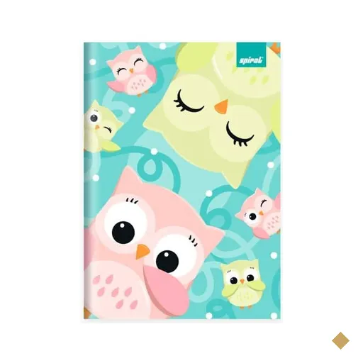 Caderno 1/4 , Capa dura, costurado, 80 folhas, Corujinhas, 2638847, Spiral Cor…